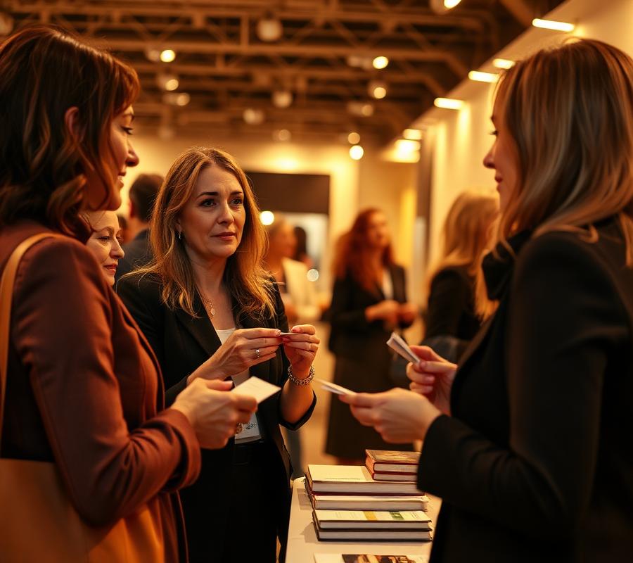 Women networking at a Woven Flaws gathering